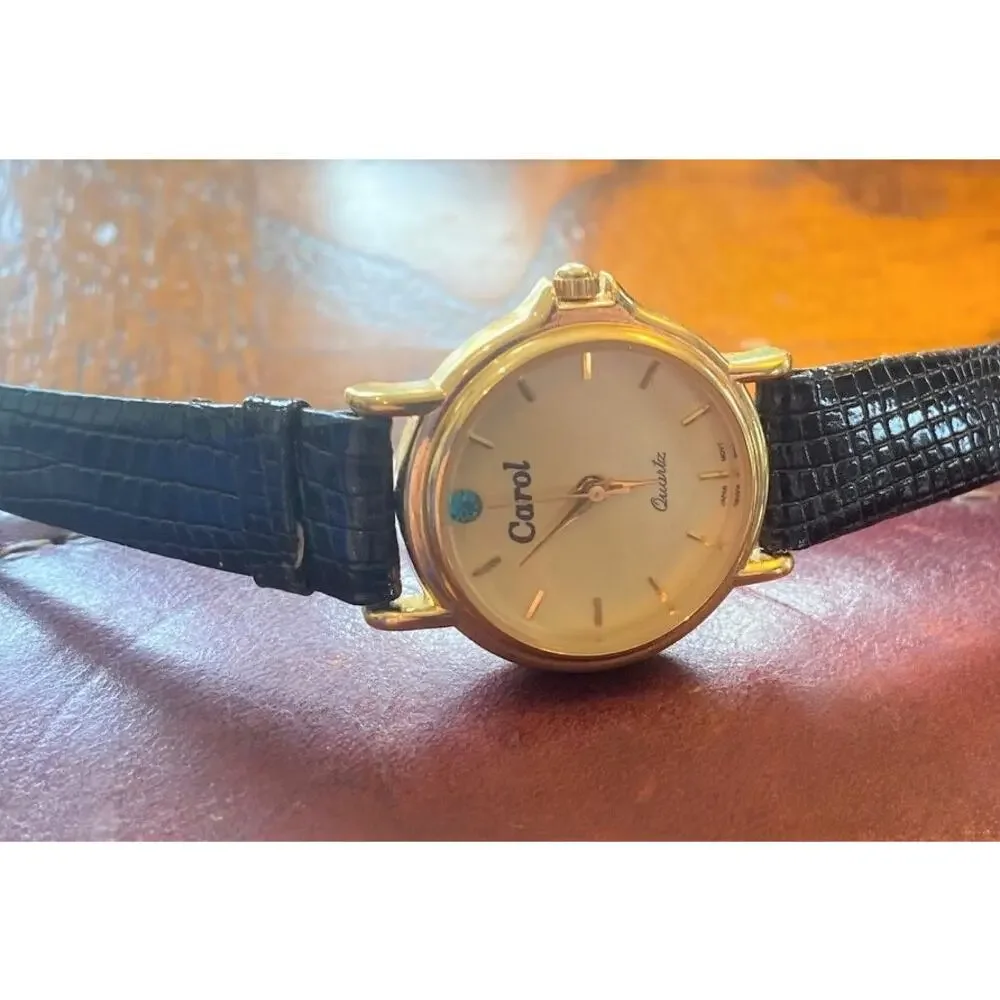Women's 26mm Gold Tone Carol Quartz Watch, Leather Band
